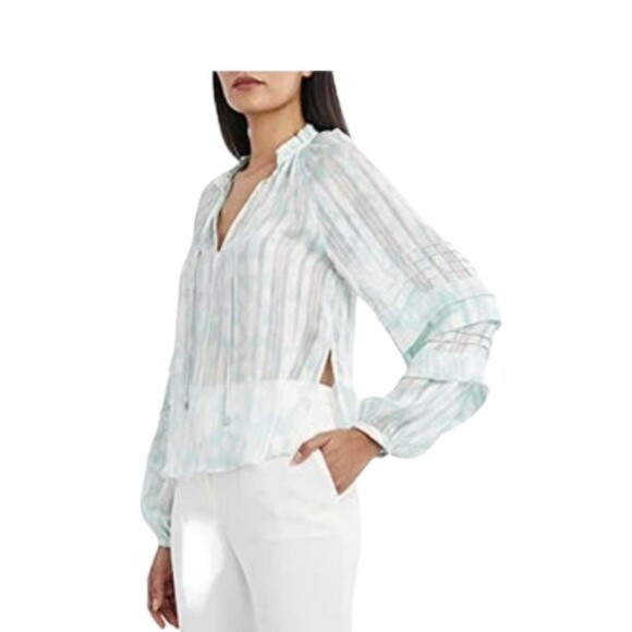 BCBGMAXAZRIA Printed Long‎ Sleeve Blouse SIZE MEDIUM - Picture 13 of 16